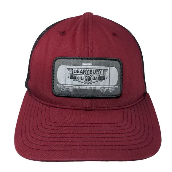 Dearybury Oil Gas Snapback Trucker Hat Red One Size Adjustable Mesh Back - Picture 1 of 8